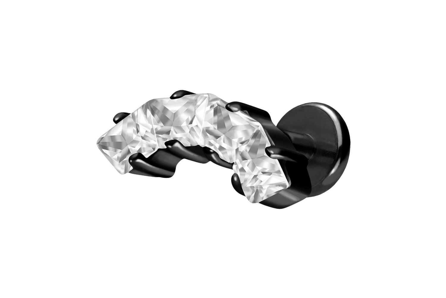 Titan Labret Piercing mit Push Fit EINGEFASSTE KRISTALLTRAPEZE